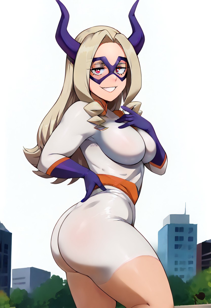 ai_generated hourglass_figure medium_breasts mount_lady my_hero_academia pose small_waist solo takeyama_yuu thick_thighs