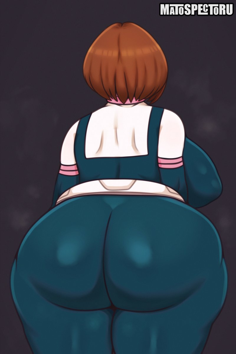 1girls, ass, back view, bbw, big ass, big breasts, big butt, breasts, brown hair, fat ass, female, female only, hero outfit (mha), huge ass, large ass, matospectoru, my hero academia, ochako uraraka, ochako uraraka (hero outfit), solo, solo female, solo focus, thick ass, thick thighs, thighs, wide hips