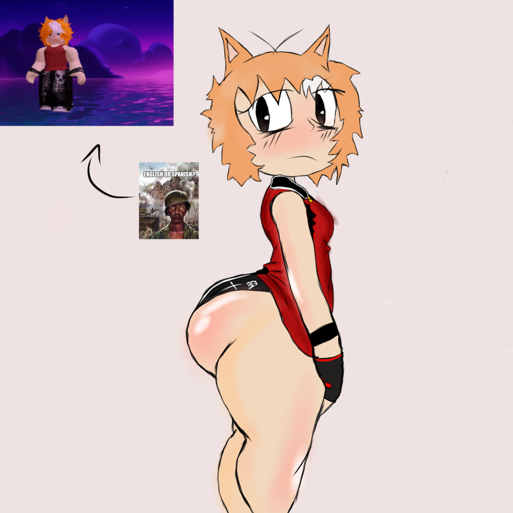 1boy ass big_ass blush breeches fingerless_gloves gatito_gd gloves hair male_only orange_hair reference_image roblox roblox_avatar robloxian self_upload short_hair side_view tagme tank_top thighs