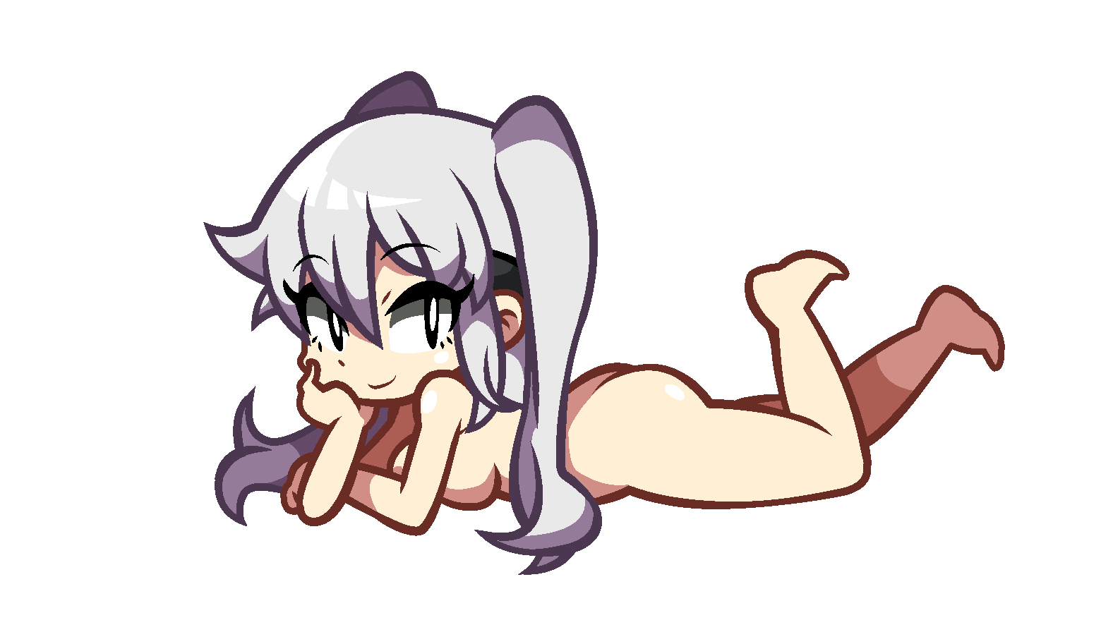 1girls ass barefoot breasts completely_nude completely_nude_female female female_only long_hair lying niyuyu nude nude_female rin_(darkspider94) rin_inoue shantae solo style_parody tagme twintails white_hair