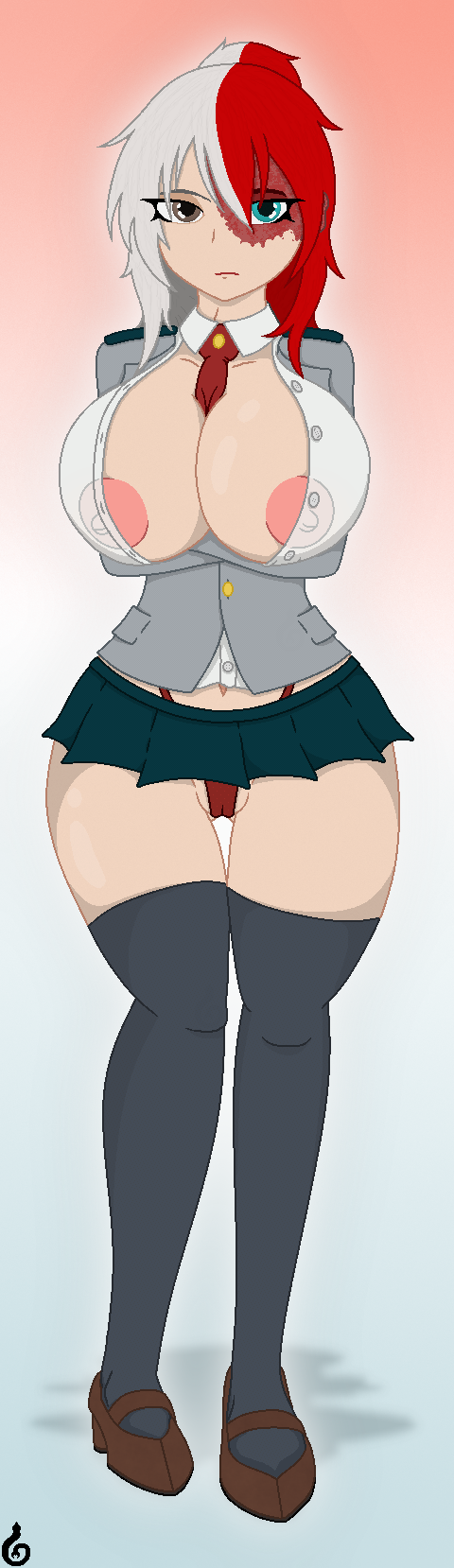 areola_slip areolae cameltoe female_todoroki gender_transformation genderswap_(mtf) large_breasts microskirt my_hero_academia no_bra pixel_art red_panties revealing_clothes revealing_outfit rule_63 shouto_todoroki skimpy skimpy_clothes tagme talking_leech thighhighs tie_between_breasts todoroki_shouto