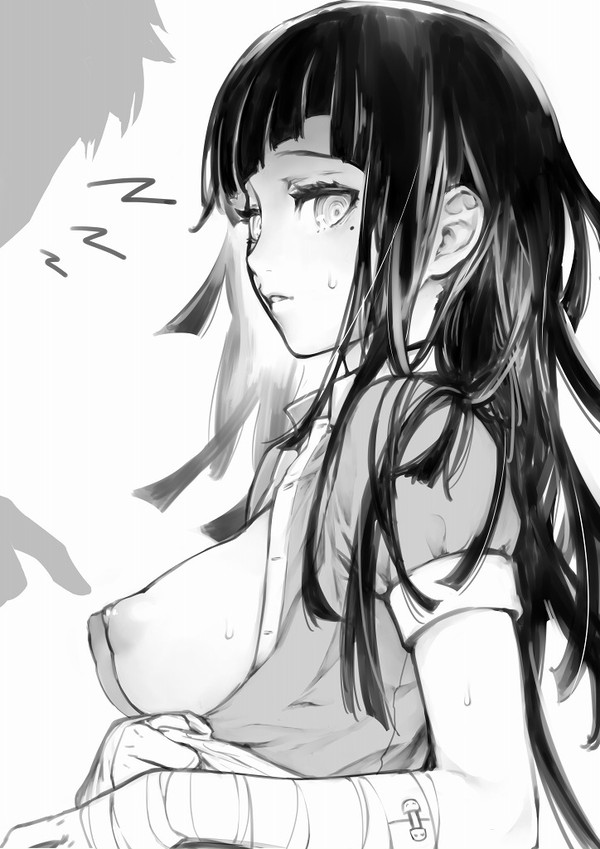 breasts, danganronpa, female, nipples, side view, straight hair, super danganronpa 2, tsumiki mikan