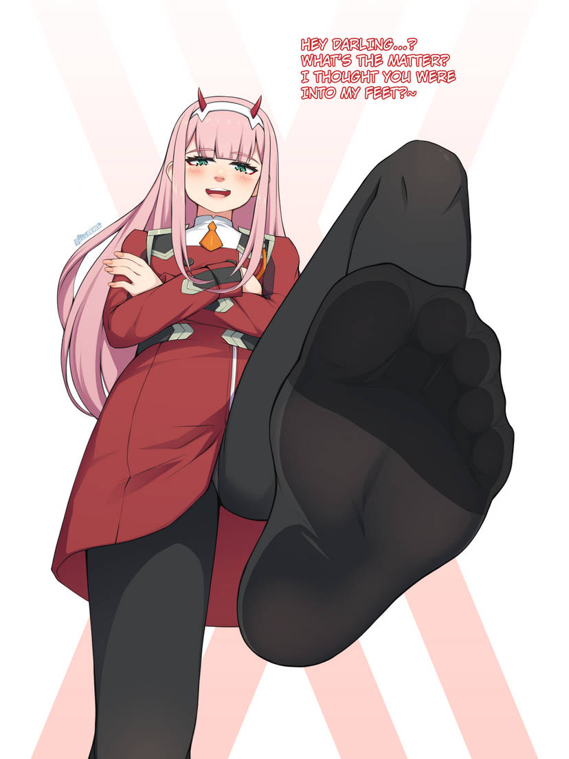 barefoot, darling in the franxx, feet, female, foot focus, pov, pov eye contact, pov feet, soles, zero two (darling in the franxx)