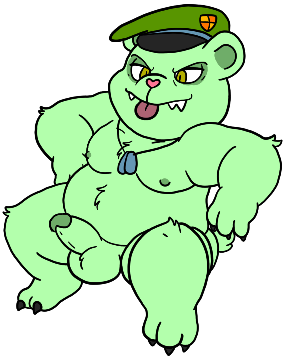 1boy 2021 anthro anthro_only balls ballsack bear bear_ears bear_tail chubby chubby_male claws color colored digital_drawing_(artwork) digital_media_(artwork) evil_eyes evil_smile flippy_(htf) fliqpy fur furry furry_male furry_only genitals green_balls green_eyes green_fur green_hat green_nipples green_penis happy_tree_friends hat male male_only mammal military_hat mondo_media nipples penis penis_out sharp_teeth simple_background sinribbons sitting sitting_down smile solo solo_male teeth testicles tongue tongue_out ursid ursine