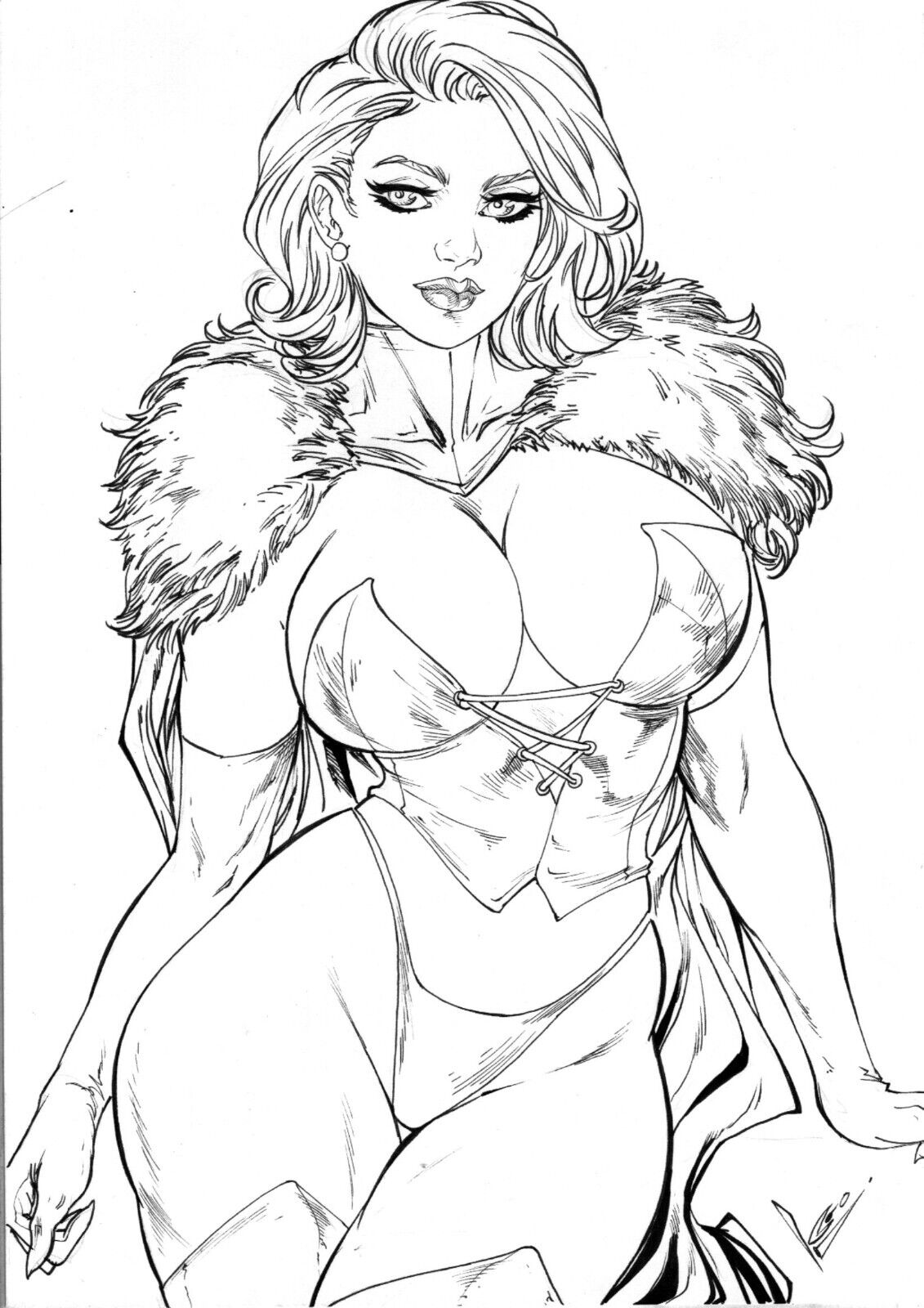 black_and_white ed_benes_studio emma_frost hellfire_club leo_(artist) marvel marvel_comics traditional_art traditional_media_(artwork) white_queen x-men