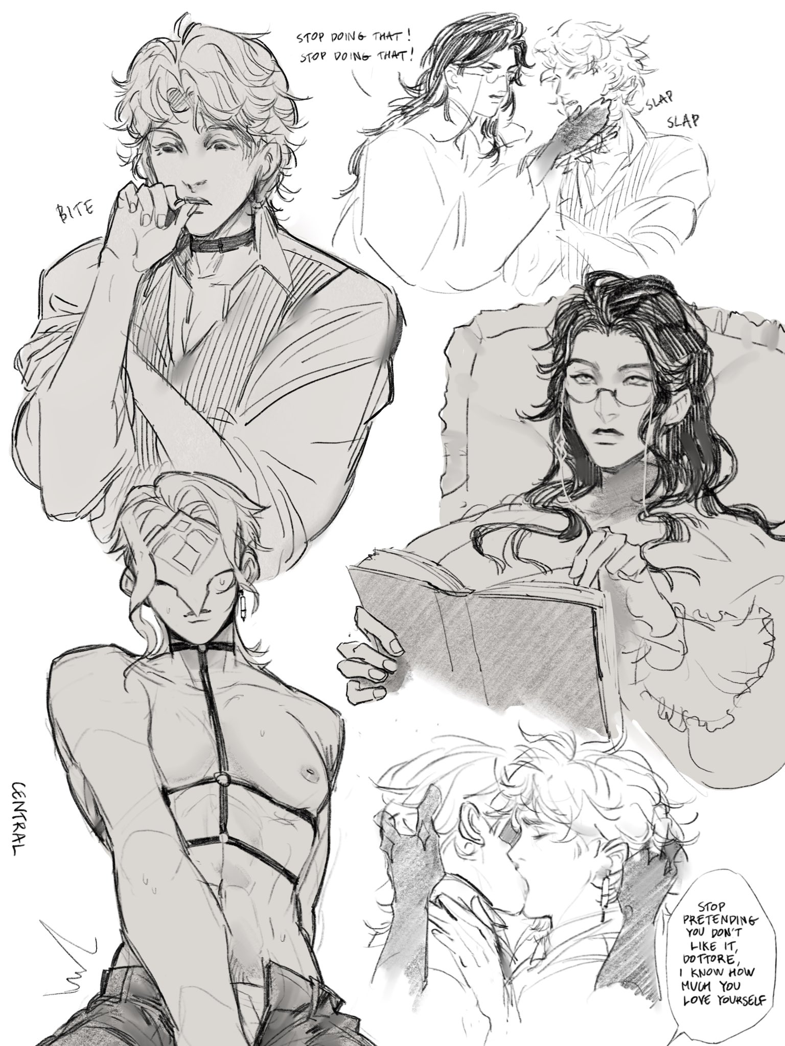 black hair, dottore (genshin impact), gay, genshin impact, harness, kissing, male, male only, mask, pantalone (genshin impact), riding, selfcest, yaoi