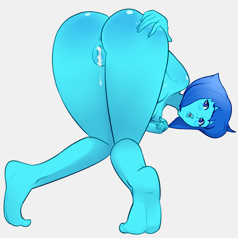 1girls anus ass blue_eyes blue_hair blue_skin cartoon_network cum cum_in_pussy dat_ass drawbutts female female_only gem_(species) lapis_lazuli_(steven_universe) looking_at_viewer looking_back nude pussy steven_universe