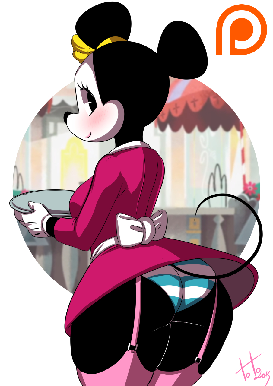 1girls, alternate body type, alternate breast size, anthro, ass, big ass, breasts, clothed, disney, fabianoferreira, female, garter straps, looking at viewer, looking back, minnie mouse, panties, partially clothed, patreon, striped panties, thick, thick thighs, thighs, toto draw, upskirt