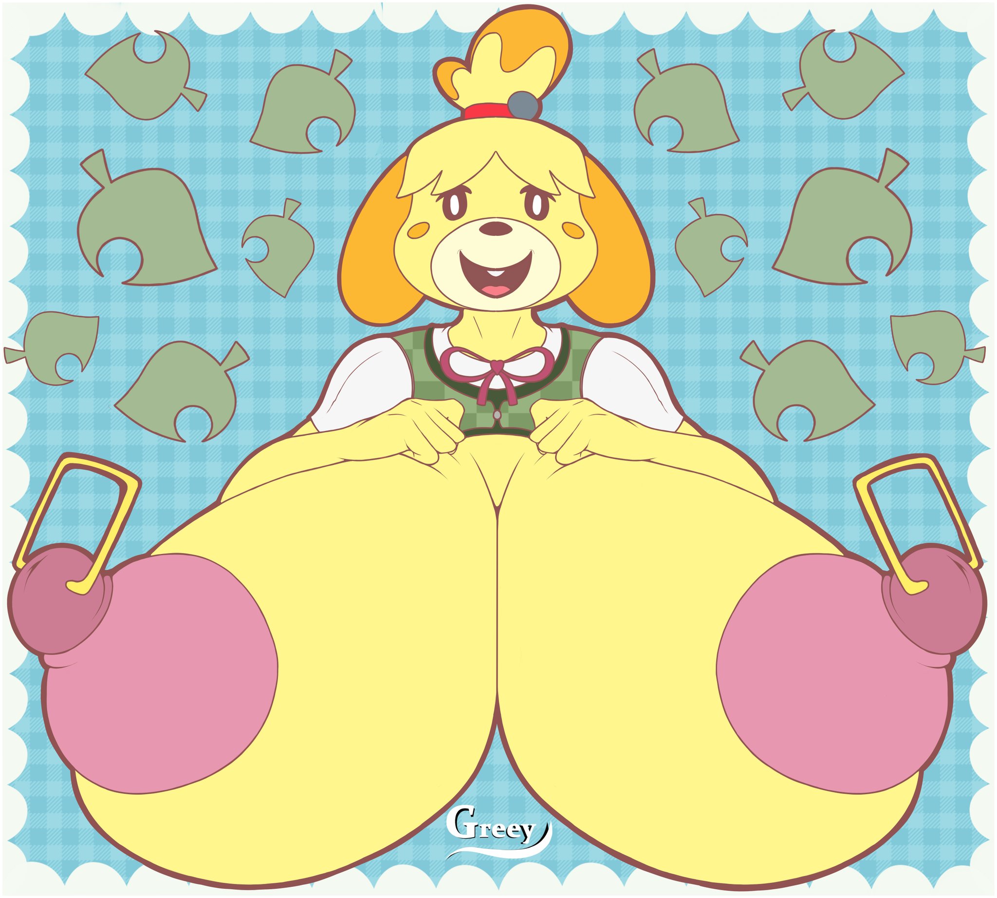 1girls, 2025, 2025s, absurd res, absurdres, animal crossing, anthro, anthro female, anthrofied, areola, areolae, artist name, big areola, big areolae, big breasts, big nipples, black eyes, blonde, blonde female, blonde hair, blonde-haired female, breasts, breasts bigger than head, buck teeth, buckteeth, busty, canid, canine, canis, digital art, digital drawing, digital drawing (artwork), digital media, digital media (artwork), digital painting, digital painting (artwork), dog, dog ears, dog girl, dog humanoid, domestic dog, english, english text, eyebrows, eyelashes, female, female anthro, female focus, female only, fur, furry, furry female, gigantic breasts, greey, hi res, huge breasts, isabelle (animal crossing), mammal, nintendo, nipple piercing, nipples, open mouth, piercing, pink areola, pink areolae, pink nipples, shih tzu, showing breasts, showing off, simple background, solo, solo female, solo focus, teeth, text, tongue, toy dog, video games, voluptuous, voluptuous female, white eyes, white pupils, wide hips, yellow body, yellow fur