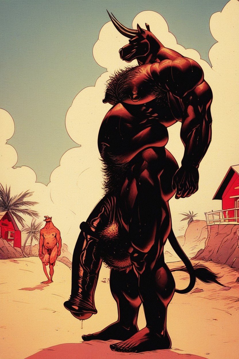 ai_generated armpit_hair ass balls beach bovine bull chest_hair equine_penis flared_penis furrypornaddiction hairy hairy_balls horns horse horse_penis huge_ass huge_balls hybrid hyper_balls hyper_penis male muscular penis pubes side_view veiny_penis