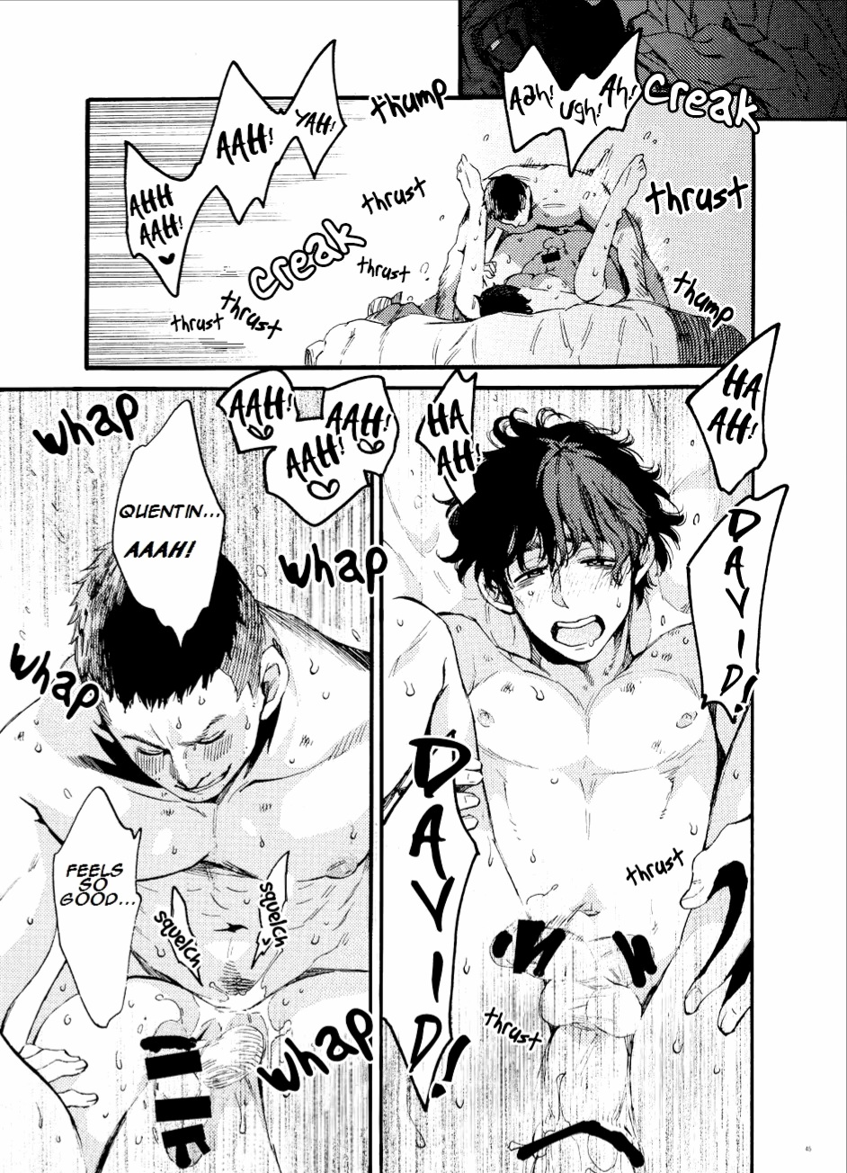 anal anal_insertion anal_penetration anal_sex bed bedroom bedroom_eyes creampie david_king david_king_(dead_by_daylight) dead_by_daylight dominant dominant_male domination gay gay_sex hard_sex legs legs_above_head legs_held_open legs_spread legs_up male male/male male_only male_penetrated male_penetrating male_penetrating_male moaning muscular muscular_arms muscular_male quentin_smith rough rough_anal rough_sex sex smaller_male submissive submissive_male sweat sweating teenager twink yaoi young younger_male