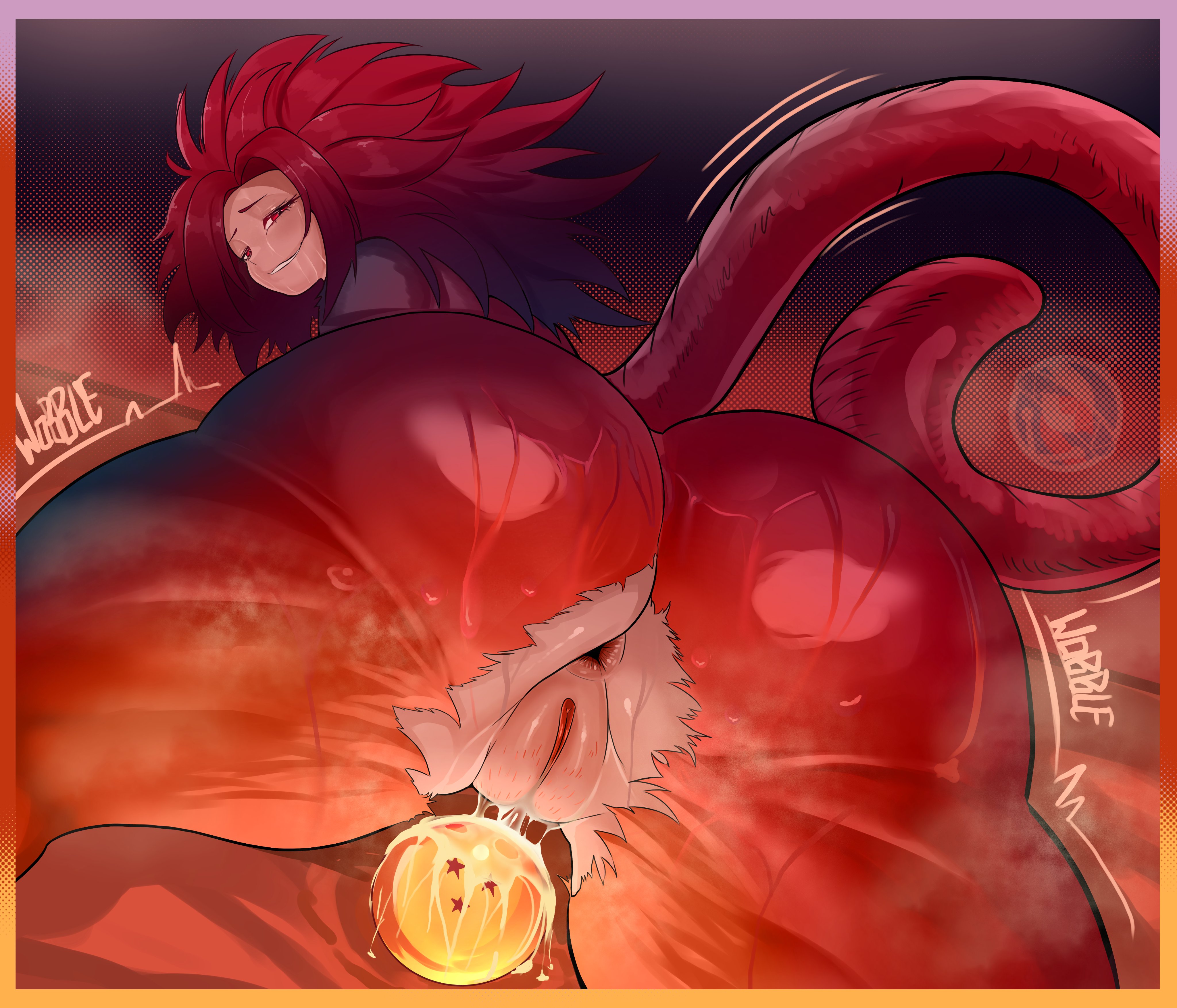 1girls, anus, ass, ass focus, asshole, caulifla, dragon ball, dragon ball super, female, fur, furry, furry ass, furry tail, legs, looking at viewer, pussy, pussy juice, seductive, seductive smile, solo, ssj4, super saiyan 4, thick thighs, vagina, veilzebub, wet