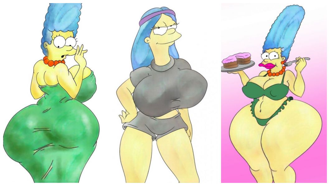 alternate_breast_size big_ass big_breasts blue_hair breasts cleavage clothed dat_ass fat_ass huge_ass huge_breasts marge_simpson maxtlat milf plump_ass the_simpsons