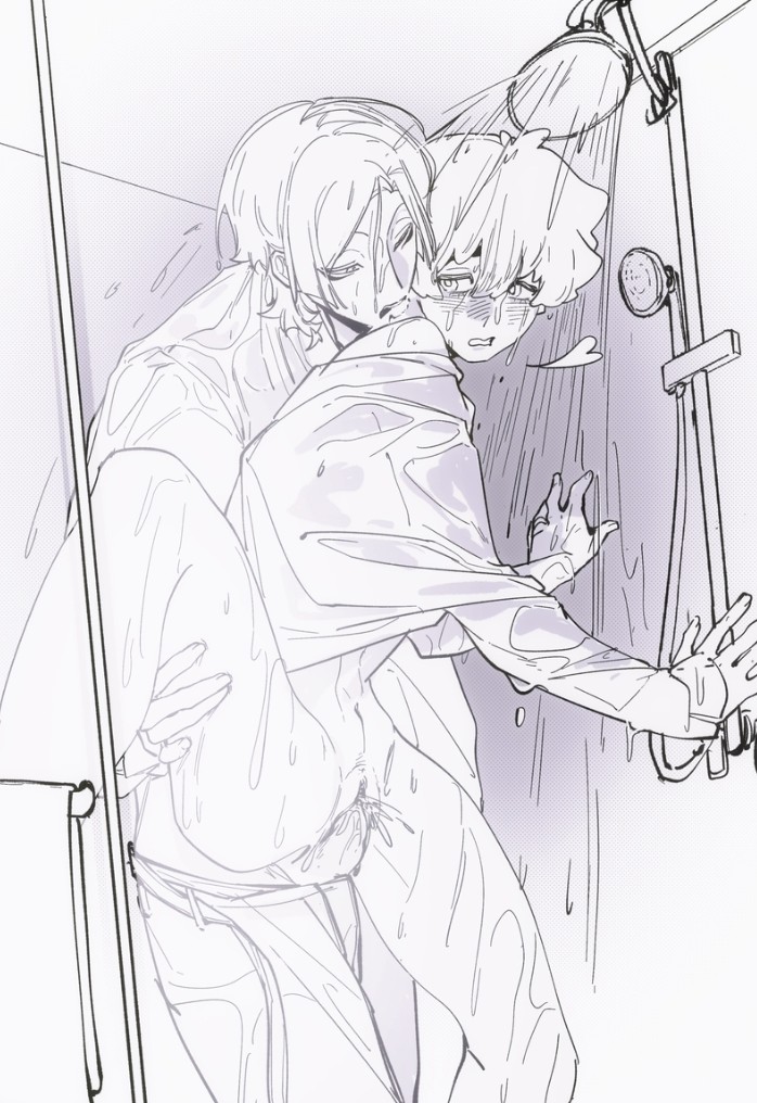 2boys, alexis ness, almost naked, bitting, bitting neck, blue lock, blush, boyfriend, cum, cum in pussy, cum while penetrated, cuntboy, cuntboy/male, cute, cute male, doodle, femboy, holding leg, kaiser michael, ko6jritndgfzjmq, love, making love, married, married couple, michael kaiser, monochrome, naked, omegaverse, precum, semen in vagina, sex in shower, shower, shower sex, sketch, trans man, transmasc, twink, uke, vaginal penetration, yaoi