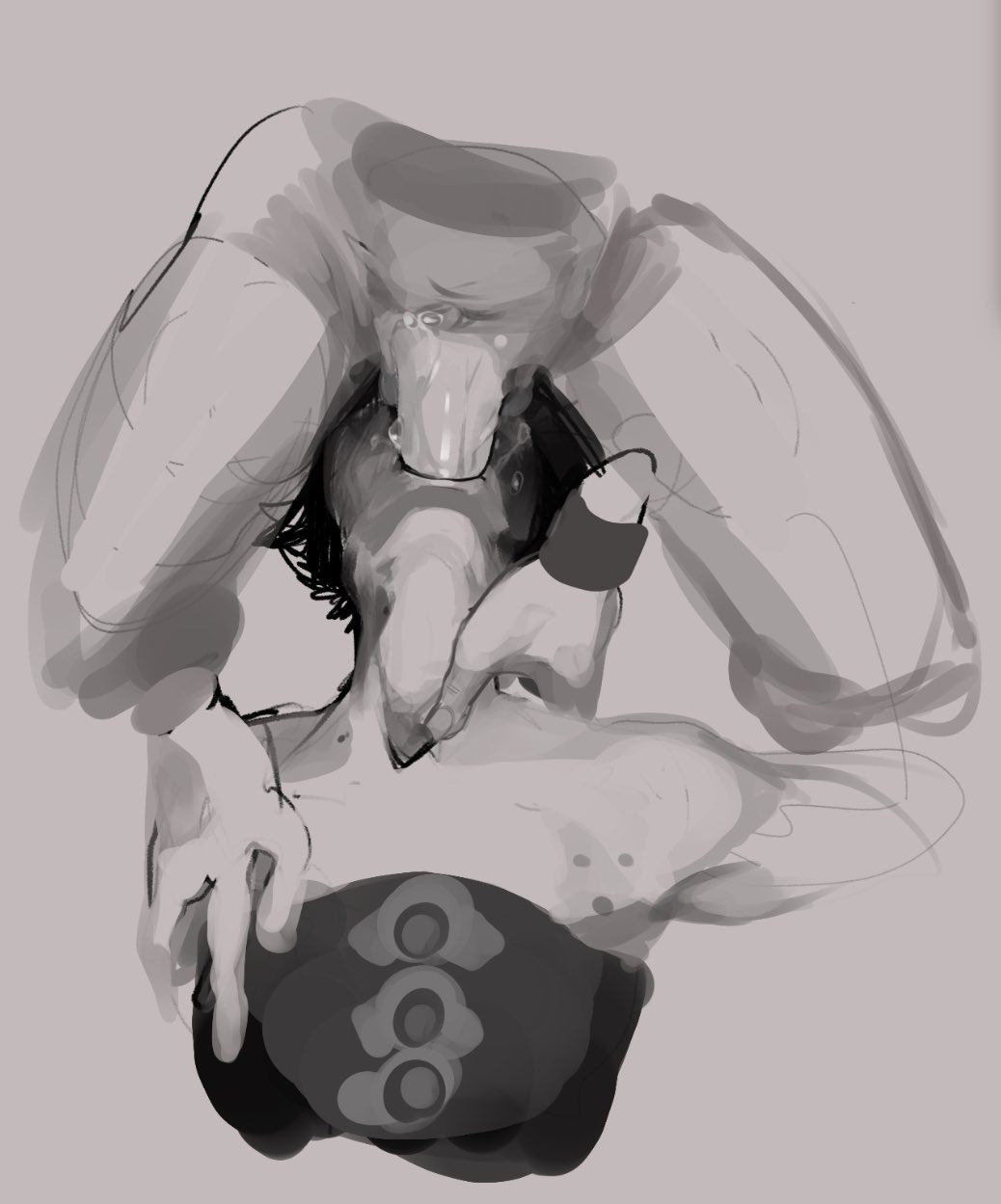 2d, 2d (artwork), arcane, arcane jayce, arcane viktor, big penis, blowjob, blowjob only, bottomless, bottomless male, cock hungry, deep blowjob, deep penetration, deepthroat, face down, face fucking, facefuck, faceless male, facesitting, fellatio, flowerzips, gagging, gagging on penis, gay, gay sex, hand on throat, high resolution, highres, huge cock, irrumatio, jayce talis, league of legends, legs over head, male, male penetrated, male penetrating, male penetrating male, male/male, maledom, malesub, monochrome, mouth full of cock, no color, oral, oral penetration, oral sex, penis, penis in mouth, riot games, sex, sucking, sucking penis, throat bulge, throat fuck, throat swabbing, thrusting, thrusting into mouth, video game character, video games, viktor (league of legends), yaoi