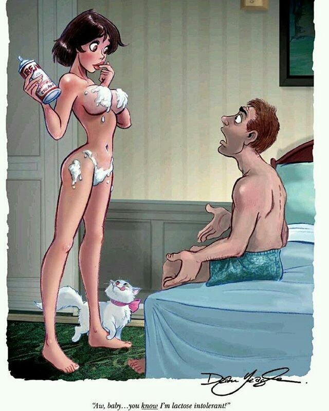 1boy 1boy1girl 1girls 5_o'clock_shadow bad_luck bed boxers brown_hair cat dean_yeagle english_dialogue english_text female food_play funny male naked nude partially_clothed_male_nude_female playboy sitting sitting_on_bed standing tagme underwear whipped_cream whipped_cream_can whipped_cream_on_breasts whipped_cream_on_pussy