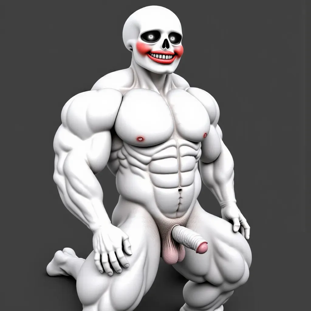 ai_generated bbg_sans bbg_sexy_sans buff flipaclip_sans lipstick meme muscles muscular muscular_male nude nude_male penis red_lipstick sans undertail undertale undertale_(series)