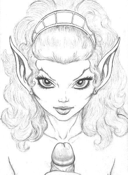 big_eyes detailed elf elfquest erect_penis face_focus female greyscale handjob holding_penis humanoid_penis joachim_persson leetah light_skin long_ears long_hair looking_at_viewer male medium_hair monochrome nude penis pointy_ears realistic solo_focus straight the_magician tiara wavy_hair