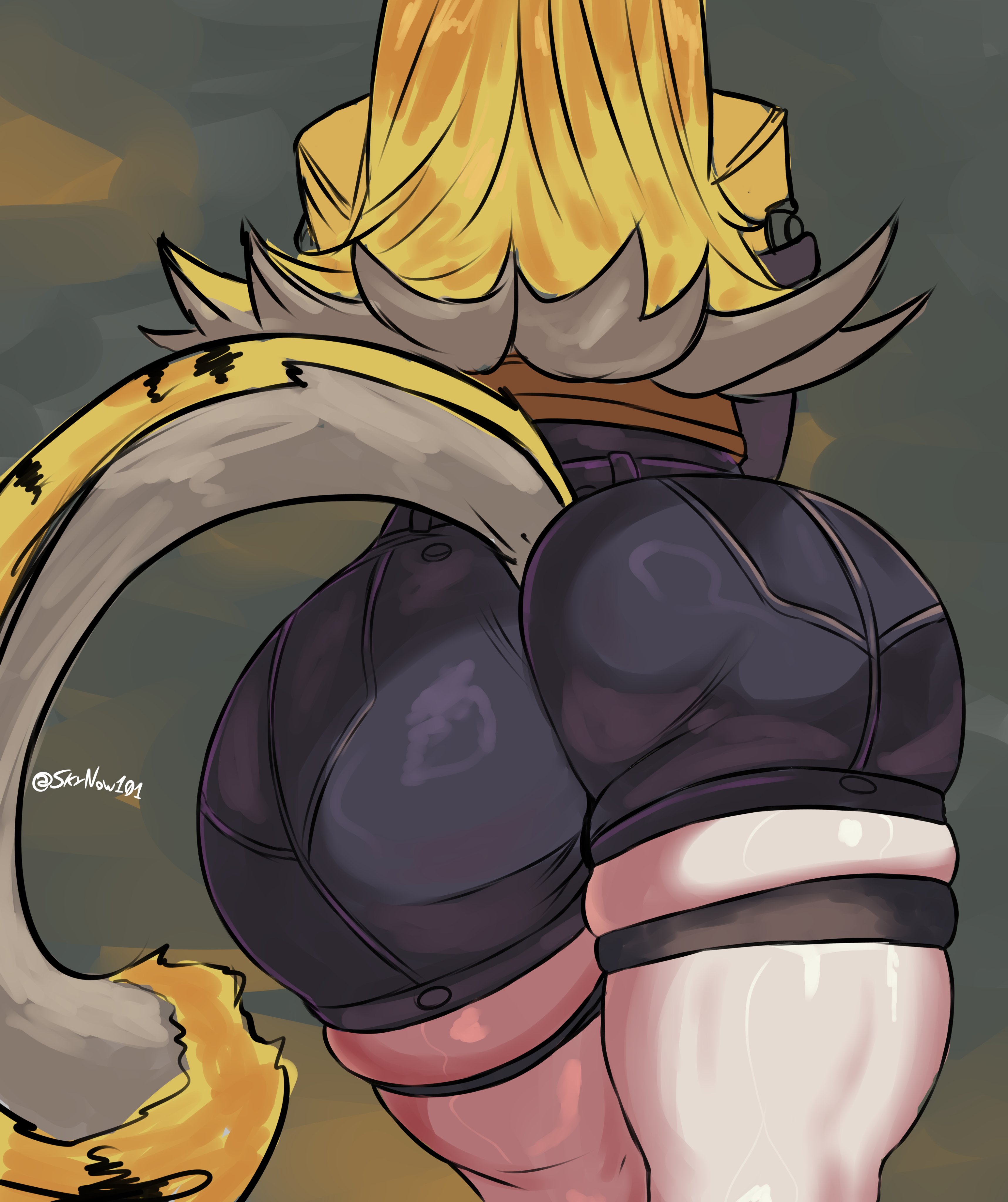 1girls, 2025, 2d, 2d (artwork), absurd res, absurd resolution, absurdres, animal humanoid, ass, ass focus, back view, big ass, big butt, female, female only, hair, hoyoverse, humanoid, ju fufu, ju fufu (zenless zone zero), rear view, skynow10, solo, solo female, tail, zenless zone zero