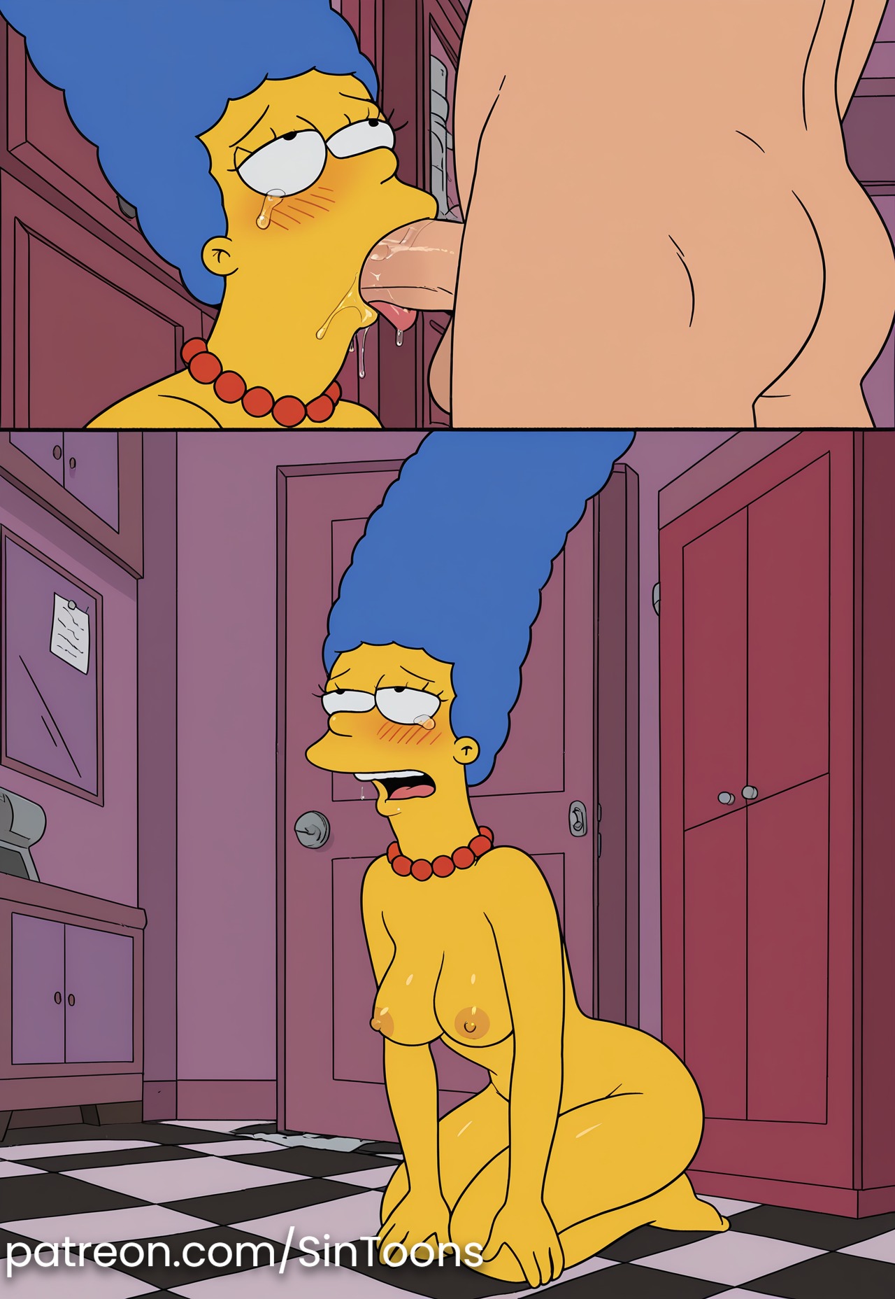 1boy, 1boy1girl, 1female, 1girl1boy, 1girls, ai, ai art, ai assisted, ai generated, ai-created, artist logo, artist name, artist request, artist upload, big breasts, blowjob, blowjob face, blowjob gesture, blowjob in the pose, blowjob only, blue hair, breast, breasts, cock, cock hungry, cute, dick, dick in mouth, drool, drool on face, drooling, drooling on penis, drooling tongue, female, female focus, female human, female penetrated, kitchen, marge simpson, milf, milf body, mommy, mouth, naked, nipples, nude, nude female, nudity, open mouth, patreon, patreon exclusive, patreon link, patreon logo, patreon only post, patreon reward, patreon url, patreon username, petite, pussy, sexy, sexy body, sexy female, sexy pose, sexy.ai, simpsons, tear, tears, the simpsons, tongue, tongue out, view, yellow body, yellow skin