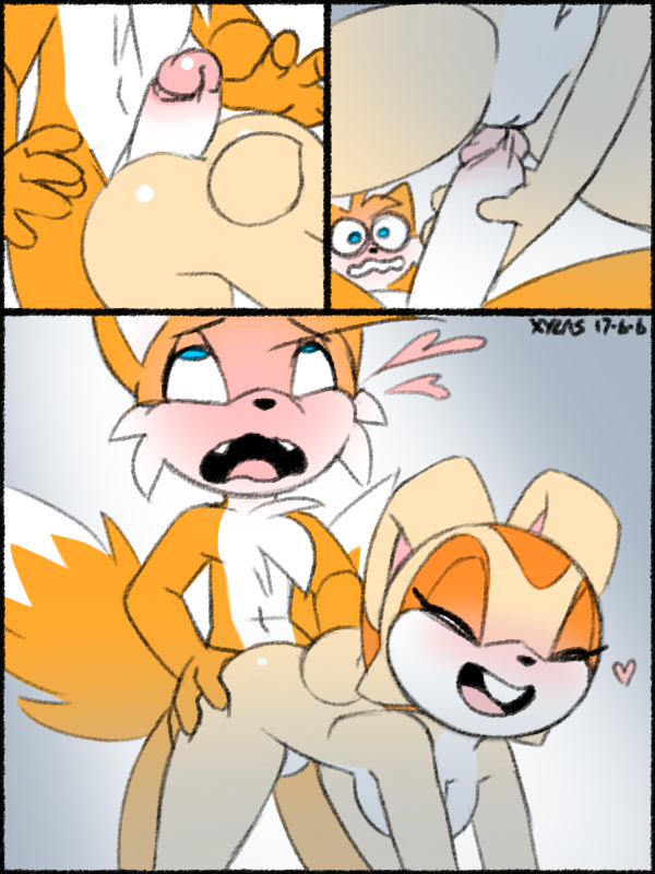 1boy 1girls ahe_gao anthro ass ass_grab black_border blue_eyes breasts buttjob closed_eyes comic cream_the_rabbit duo fangs female fox from_behind fur furry furry_only hanging_breasts heart holding insertion interspecies long_ears male male/female open_mouth orange_fur penis pussy rabbit sex smile sonic_(series) straight tail tails teeth text tongue vaginal_penetration white_fur xylas yellow_fur