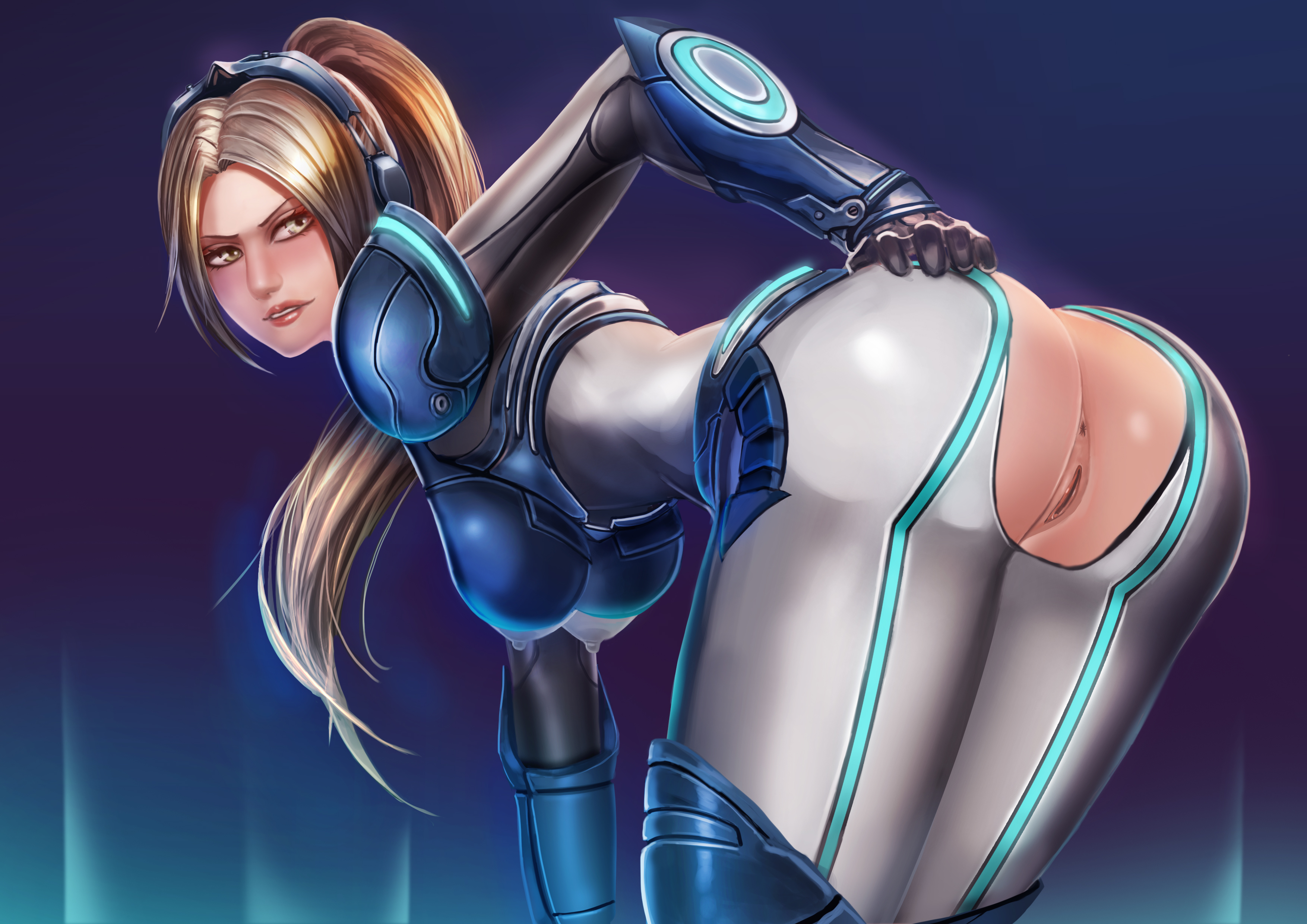 1girls, anus, ass, ass focus, badcompzero, bent over, big ass, big breasts, blizzard entertainment, blonde, blonde hair, blue boots, blue footwear, blue gloves, blue shoes, bodysuit, boots, breasts, brown eyes, covered breasts, covered nipples, erect nipples, erect nipples under clothes, female, female only, footwear, gauntlets, ghost (starcraft), gloves, hair ornament, headphones, heroes of the storm, high resolution, hips, huge ass, human, large breasts, legs, light skin, light-skinned female, long hair, looking back, nipples, nova (starcraft), nude, ponytail, pussy, shoes, sideboob, simple background, solo, solo female, starcraft, terran, thigh boots, thighhighs, thighs, tied hair, torn clothes, uncensored, vagina, very high resolution, very long hair, white bodysuit