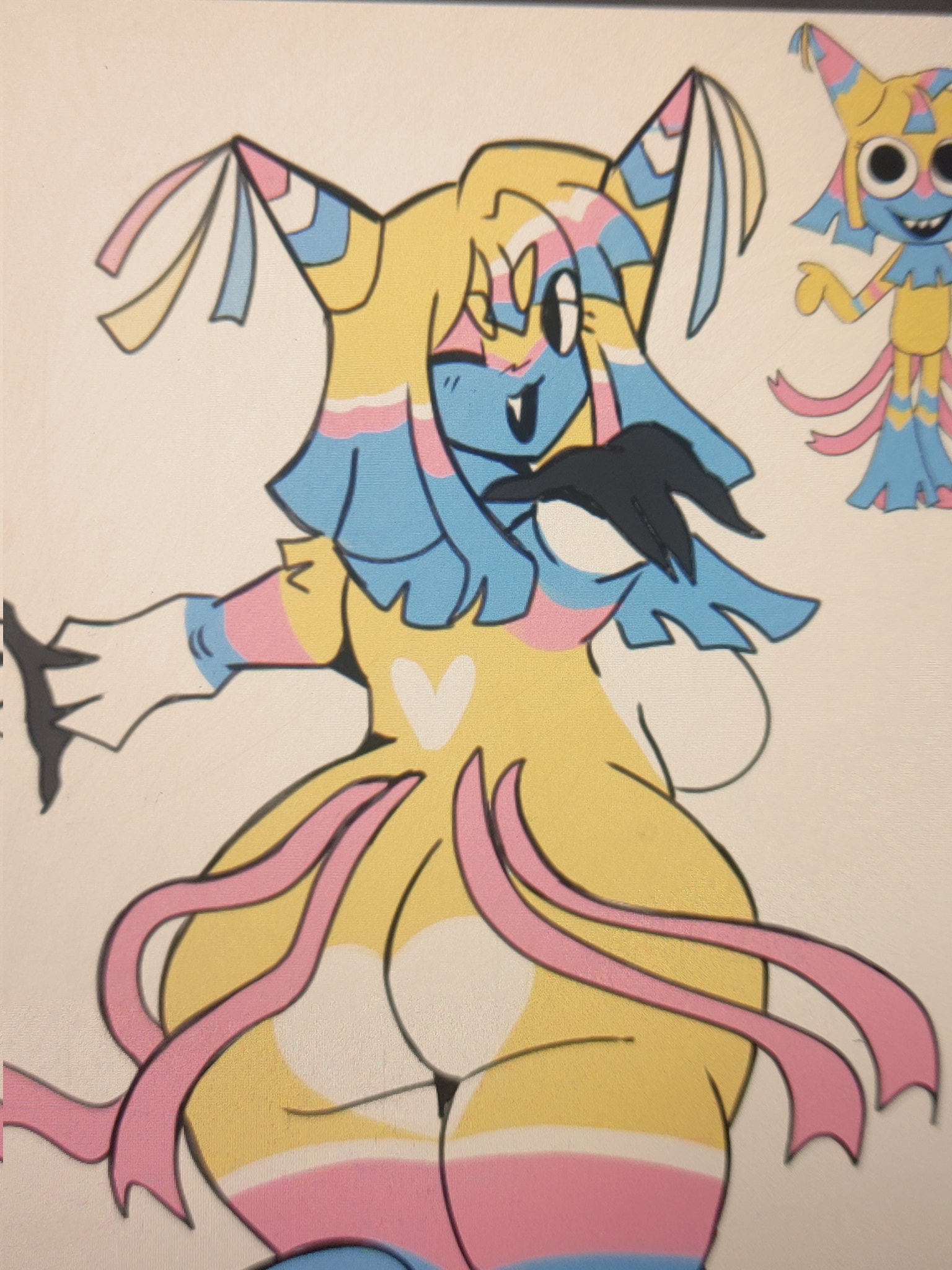 artist request, big ass, big boobs, dandy's world, dandys world, looking at viewer, looking back, tagme (artist), unknown artist, viewed from behind, yatta (dandy's world)