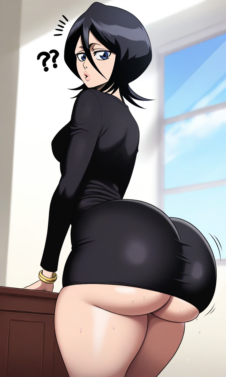 ai_generated big_ass black_dress black_hair bleach bubble_butt dress giant_ass huge_ass kuchiki_rukia pixelsin