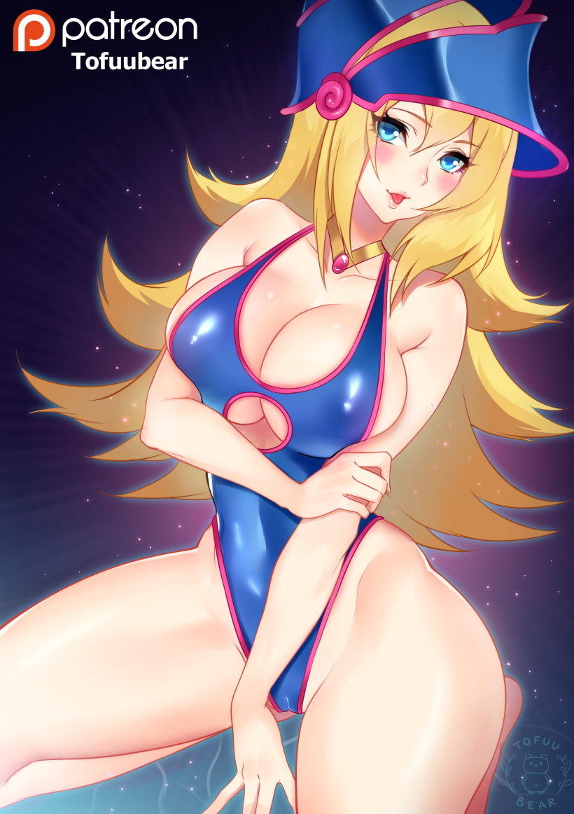 big breasts, blonde hair, breasts, cameltoe, cleavage, dark magician girl, female, female only, horny, large breasts, long hair, looking at viewer, pussy, solo, tofuubear, yu-gi-oh!