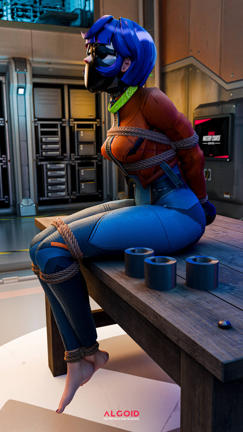 3d 3d_(artwork) algoid blindfold bondage bondage bound female female_focus female_only gag gagged human juno_(overwatch) light-skinned_female light_skin overwatch overwatch_2 rope rope_between_breasts rope_bondage solo solo_female solo_focus