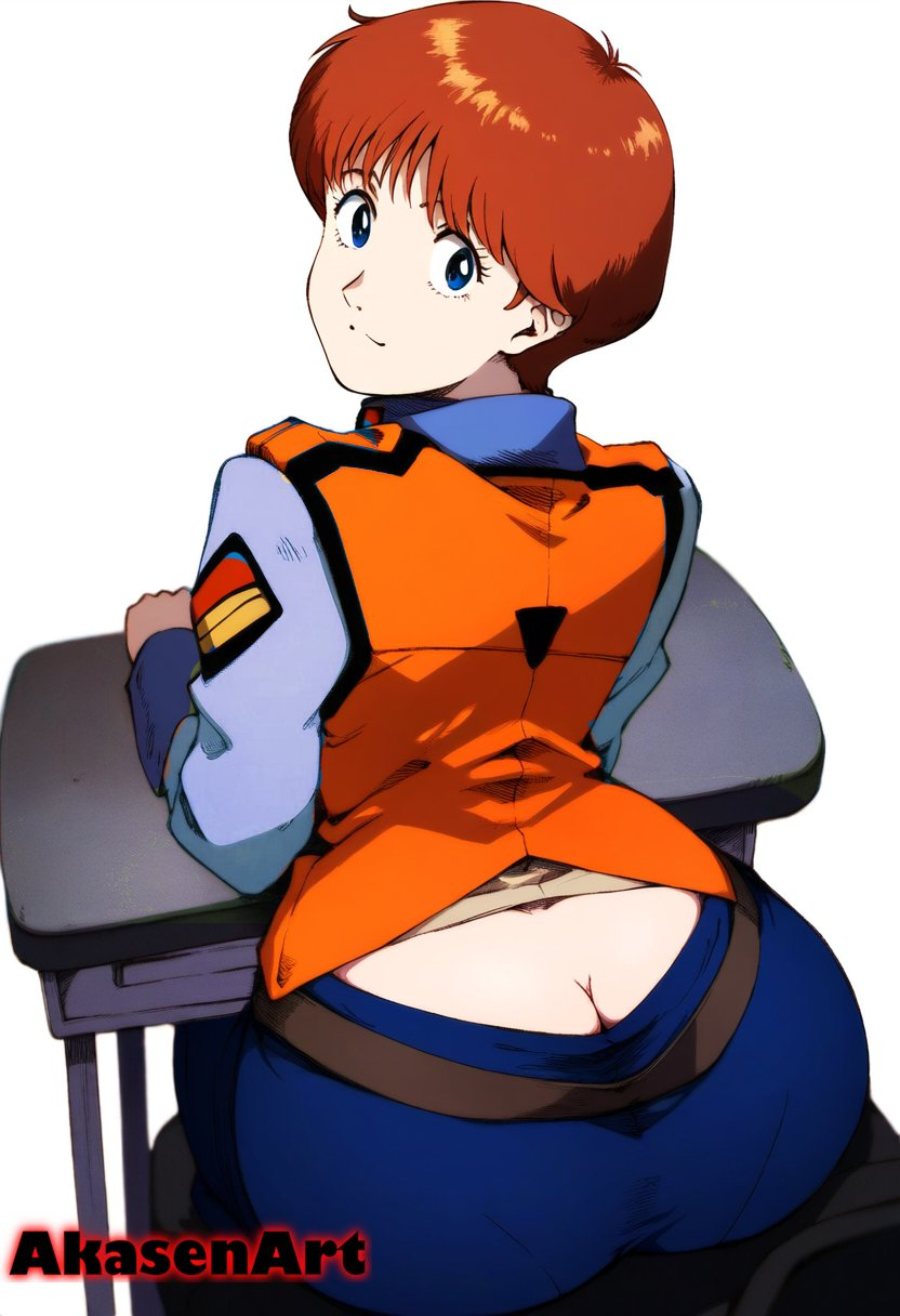 accidental_exposure ai_generated akasenart ass_cleavage ass_crack brown_hair butt_cleavage butt_crack clueless downpants fat_ass noa_izumi oblivious patlabor police police_officer police_uniform policewoman short_hair tomboy unaware wardrobe_malfunction