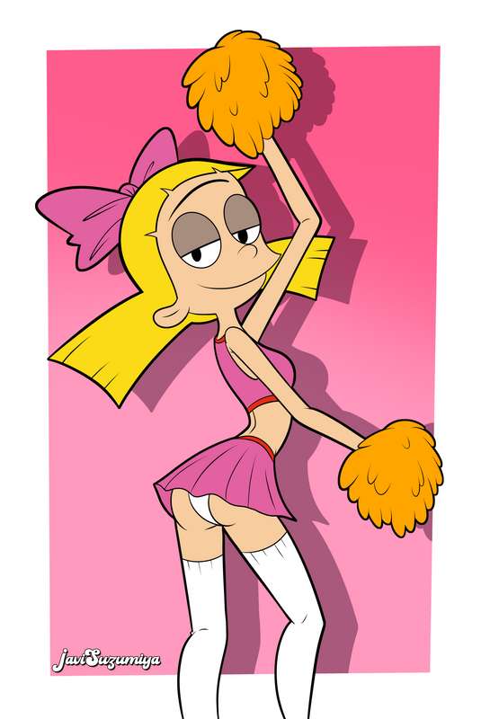 cheerleader female female_only helga_pataki hey_arnold! javisuzumiya nickelodeon pom_poms shirt_lift