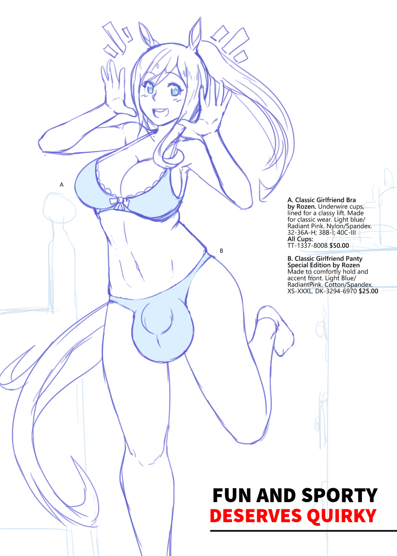 1futa, animal ears, bulge, caption, eliza (gaikiken), futanari, gaikiken, horny, intersex, looking at viewer, penis, penis in panties, socks, solo futa