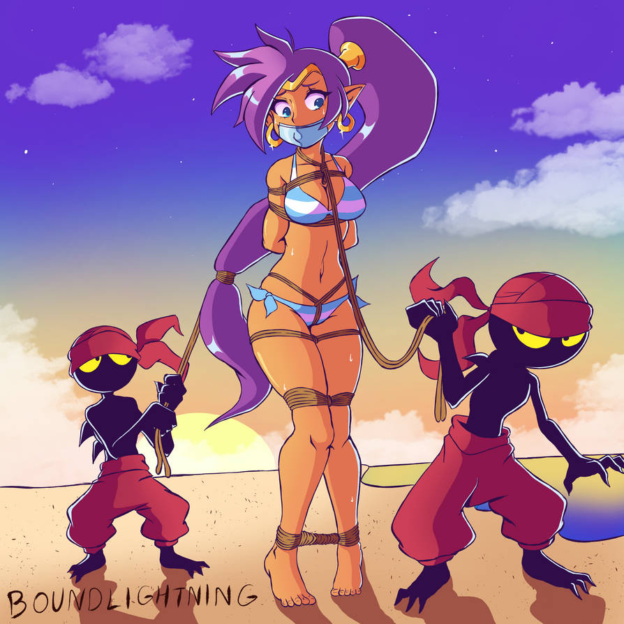 abducted abduction bikini bondage bound boundlightning female female_focus female_only human humanoid kidnapped kidnapped_girl kidnapping light-skinned_female light_skin purple_hair restrained rope rope_between_breasts rope_bondage shantae shantae_(character) tied_up tinkerbat