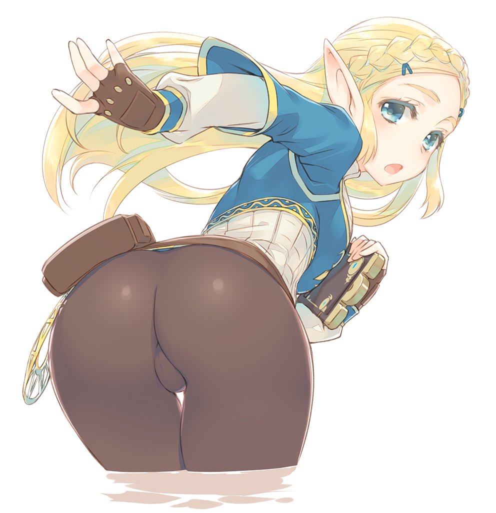 amazuyu_tatsuki ass bent_over big_ass blonde_hair blue_eyes breath_of_the_wild bubble_ass bubble_butt dat_ass female female_only huge_ass hylian long_hair looking_at_viewer looking_back nintendo pointy_ears princess_zelda small_breasts solo the_legend_of_zelda tight_clothes wide_hips zelda_(breath_of_the_wild)