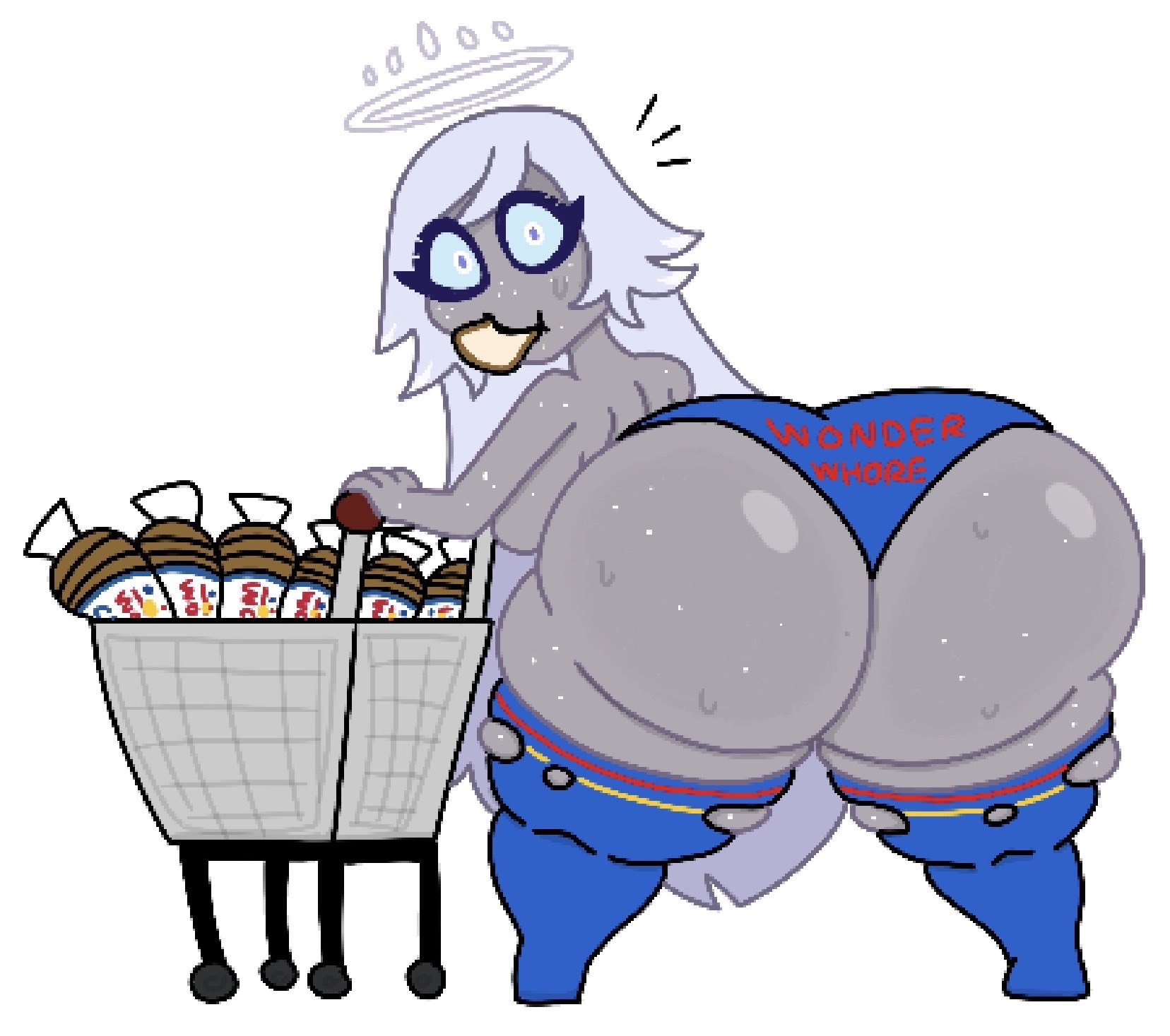bent over, emily (hazbin hotel), hazbin hotel, hazbin hotel (season 2), hyper ass, large ass, large breasts, mostly nude, panties, theslashfive, vivienne medrano, vivziepop, wonder bread