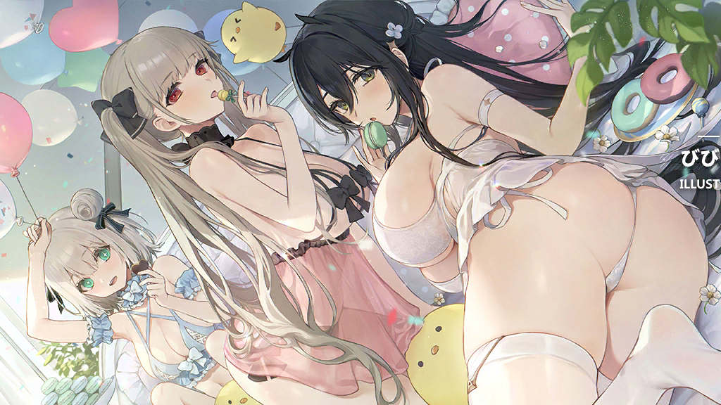 3girls azur_lane big_ass big_breasts breasts formidable_(azur_lane) game indomitable_(azur_lane) knot lingerie looking_at_viewer manchester_(azur_lane) official_art sexy_outfit skimpy