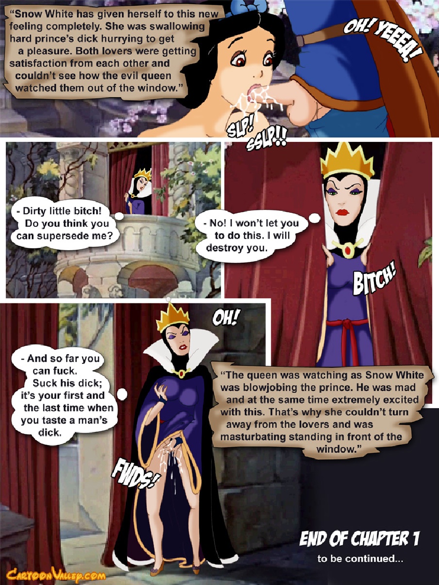 cartoonvalley.com comic crown disney disney_prince disney_princess disney_villains english_text faceless_male female helg male penis prince princess queen royalty snow_white_(disney) snow_white_and_the_seven_dwarfs_(1937_film) speech_bubble spying testicles text the_evil_queen the_prince_(snow_white)