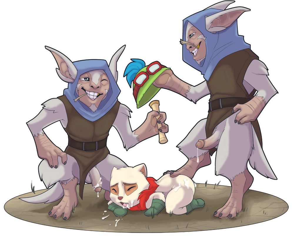 after_sex anthro buibuiboota color cum_in_mouth furry furry_only gay hat league_of_legends male male_only meepo_the_geomancer rape riot_games teemo transparent_background uncensored