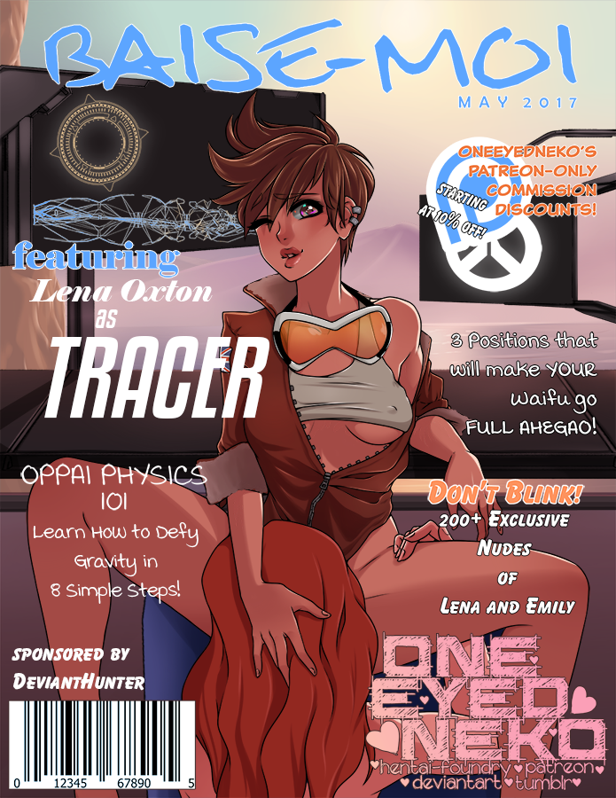 2girls canon_couple clothed_sex cunnilingus emily_(overwatch) long_hair magazine_cover multiple_girls oneeyedneko oral overwatch overwatch_2 red_hair tracer yuri