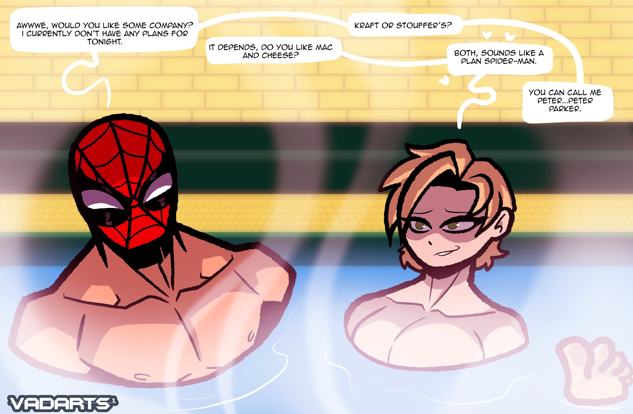 marvel, marvel cinematic universe, marvel comics, peter parker, scene reference, spider-man, spider-man (series), spider-man: brand new day, tagme, vadarts, yelena belova