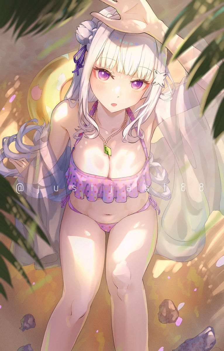 1girls 2d 2d_(artwork) 2d_artwork :o above_view anime anime_character arm_above_head arm_support arm_up armpits bare_armpits bare_belly bare_calves bare_chest bare_hands bare_hips bare_knees bare_legs bare_midriff bare_navel bare_shoulders bare_skin bare_thighs beach beach_background beach_setting belly belly_button big_boobs big_breasts bikini bikini_bottom bikini_only bikini_top bird's-eye_view blue_pupils breasts busty busty_female busty_girl calves cleavage collarbone day daylight daytime digital digital_art digital_drawing digital_drawing_(artwork) digital_media digital_media_(artwork) drawing elf elf_ear elf_ears elf_female elf_girl emilia_(re:zero) exposed_armpits exposed_belly exposed_chest exposed_hips exposed_legs exposed_midriff exposed_navel exposed_shoulders exposed_skin exposed_thighs eyebrows_visible_through_hair fanart feet_out_of_frame female female_focus female_only female_protagonist fingers flower flower_hair_ornament flower_in_hair flower_on_head foot_out_of_frame from_above from_above_view from_front front_view groin hair_ornament hair_ornaments hair_ribbon hair_tie half_elf halterneck hand_above_head hand_up head_tilt high-angle_shot high-angle_view high_angle high_angle_view inguinal_crease inguinal_ligament justjast88 knee_up knees large_boobs large_breasts lean_figure legs long_hair looking_at_viewer looking_up looking_up_at_viewer manga_character midriff narrow_waist navel necklace open_mouth outdoor outdoor_background outdoor_nudity outdoors outside outside_nudity overhead_view parted_lips pointy_ears portrait purple-eyed_female purple_bikini purple_bikini_bottom purple_bikini_top purple_eyes purple_hair_ribbon purple_hair_tie purple_ribbon purple_swimsuit purple_swimwear re:zero_kara_hajimeru_isekai_seikatsu ribbon shoulders silver-haired_female silver_hair silver_hair_female sitting slender_body slender_waist slim_female slim_waist solo string_bikini summer_setting swimsuit swimwear thigh_gap thighs tilted_head tongue top_down_view top_view white-haired_female white_fox_(studio) white_hair