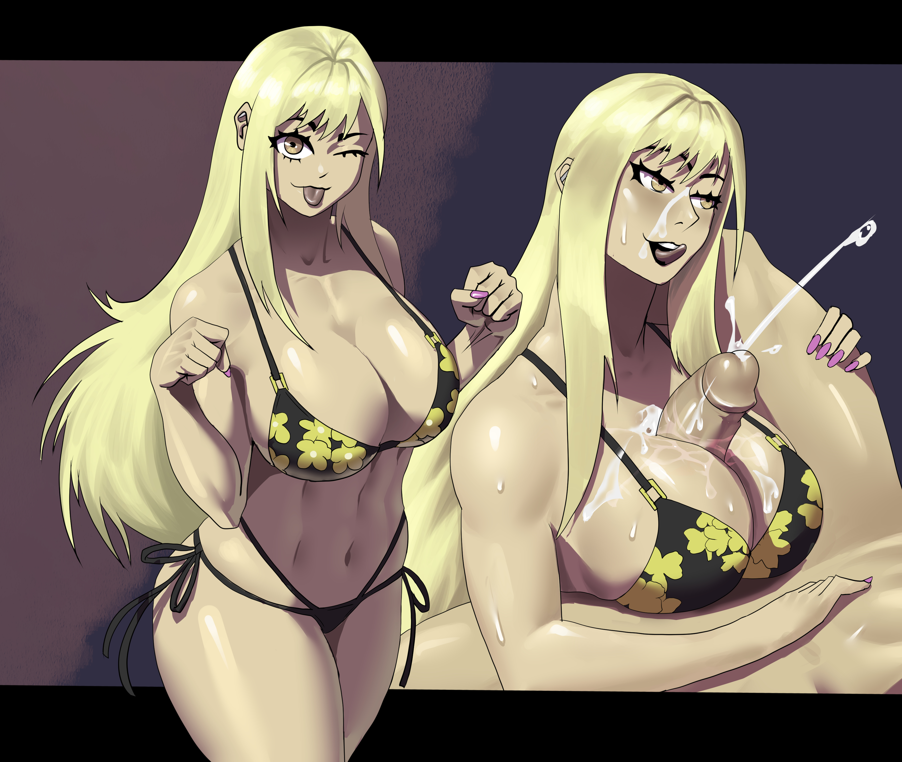 1boy, 1girls, 2024, 2d, big breasts, bikini, bikini bottom, bikini top, blonde female, blonde hair, breasts, clothed female, clothed paizuri, collage, cum between breasts, cum on face, cumshot, female, hi res, human, human female, human male, human only, kitagawa marin, licking lips, light skin, light-skinned female, long hair, long-haired female, male, male/female, miru5, paizuri, partial male, penis, penis between breasts, sono bisque doll wa koi wo suru, straight, straight hair, thick thighs, titjob, tongue, tongue out