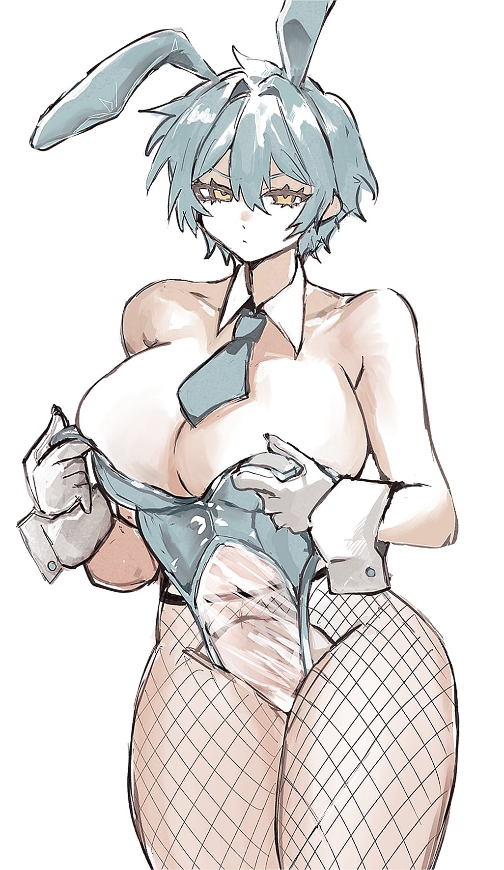 angela (library of ruina), big breasts, bunny ears, bunnysuit, fishnets, kisaaka, library of ruina, lobotomy corporation, project moon