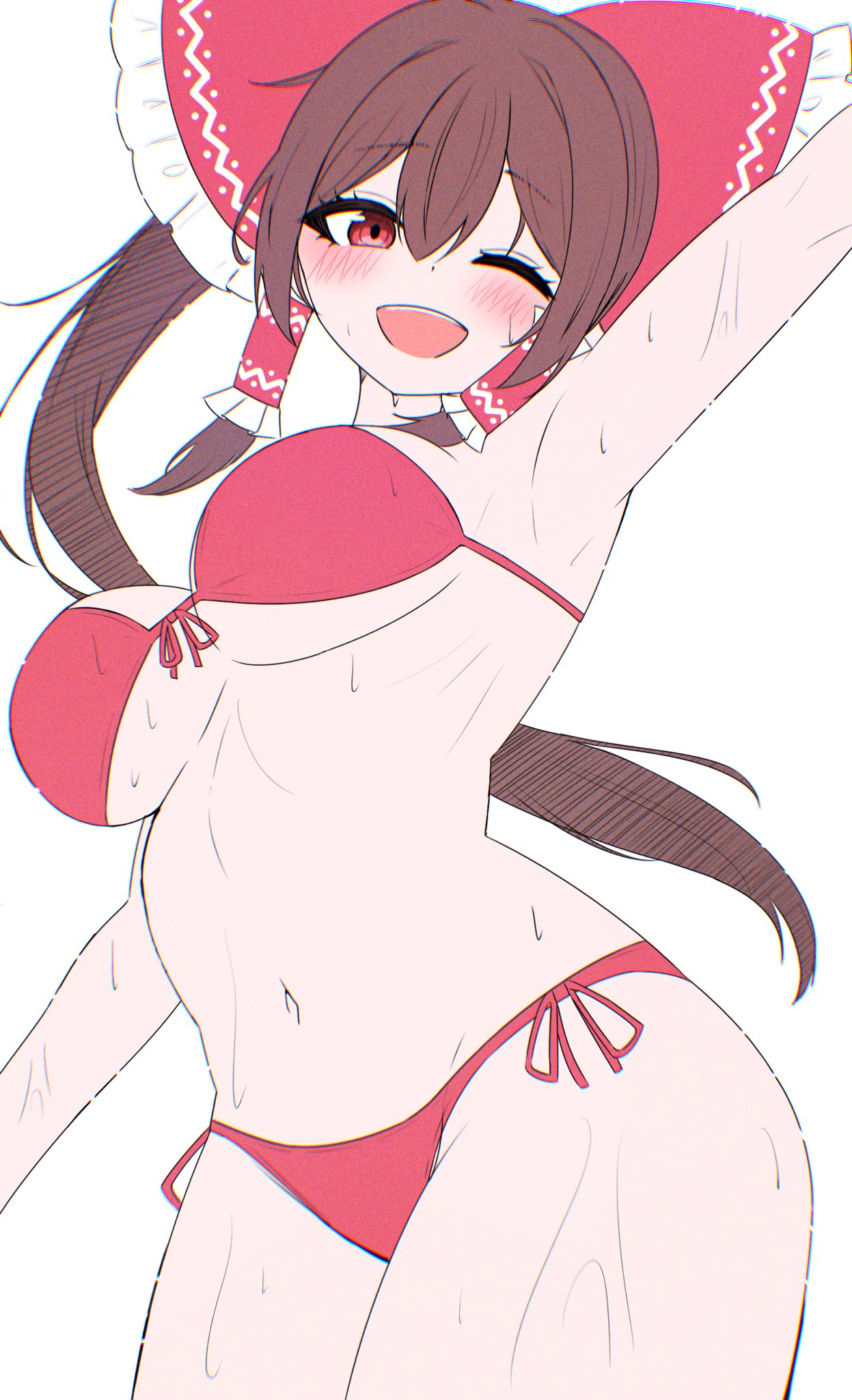 1girls, bikini, breasts, female, female only, mikan7f, reimu hakurei, tagme, touhou