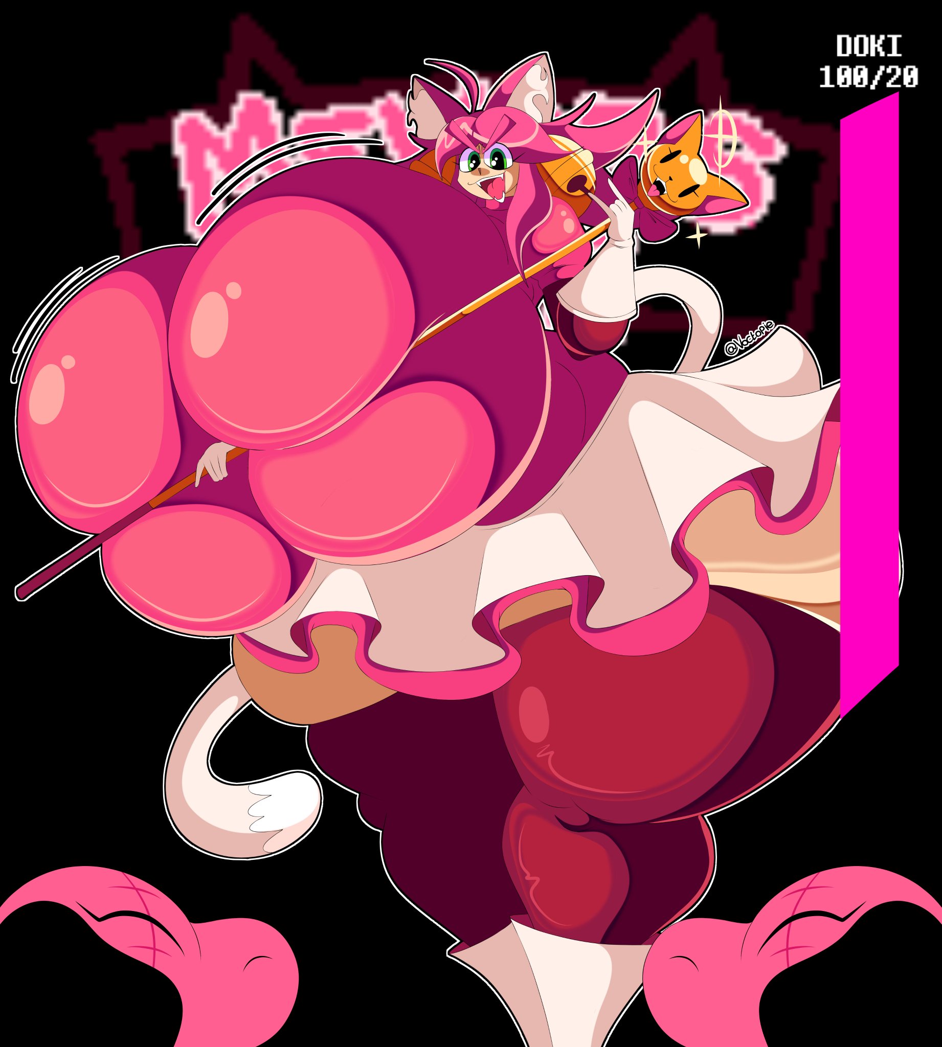 1girl, 1girls, big ass, big breasts, big thighs, cat ears, cat girl, cat tail, catgirl, clothed, clothed female, clothing, deltarune, deltarune chapter 5, fangs, fangs out, fat ass, female, female focus, female only, fluffy, fluffy hair, furry, furry female, furry only, gigantic ass, gigantic breasts, gigantic thighs, green eyes, huge ass, huge breasts, huge thighs, hyper, hyper ass, hyper breasts, large ass, large breasts, large thighs, long hair, looking at viewer, mad mew mew, massive ass, massive breasts, massive thighs, mommy, mommy milkers, pink (deltarune), plump, plump ass, plump breasts, plump thighs, sharp teeth, shirt, skirt, solo, solo female, solo focus, thicc, thicc ass, thicc breasts, thicc thighs, thick, thick ass, thick hips, thick legs, thick thighs, thighhighs, thighs, undertale (series), very long hair, voctopie, voluptuous, voluptuous body, voluptuous female