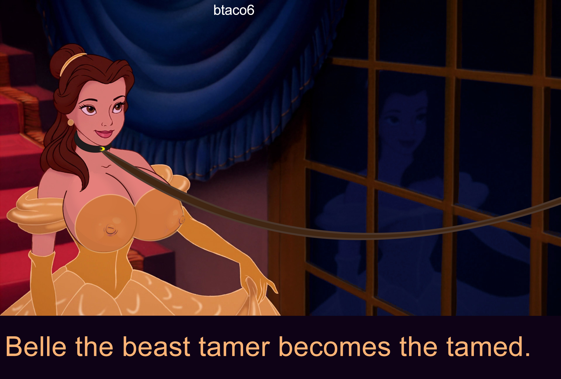 beauty and the beast (1991 film), belle (beauty and the beast), big breasts, bondage, breasts, btaco6, disney, disney princess, edit, female, nipples, screenshot, screenshot edit