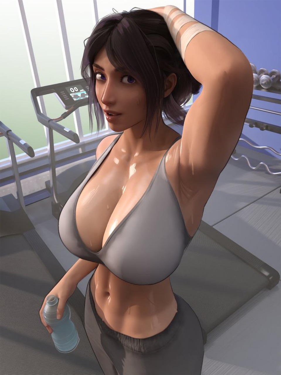 armpit, clothed, clothed female, oc, popogori, sweat