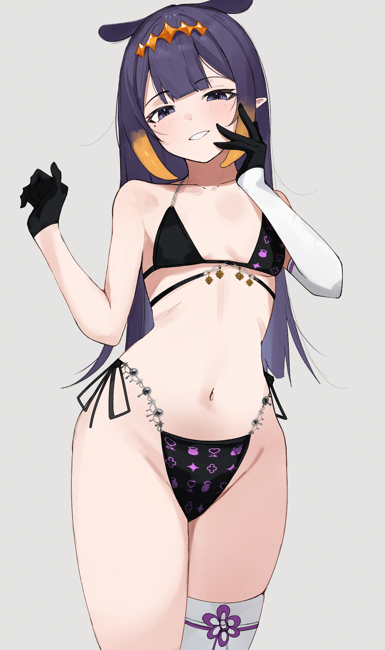 1girls, bikini, female, hololive, hololive english, hololive myth, ku roiko, light skin, light-skinned female, ninomae ina'nis, purple hair, roikopi, solo, solo female, tentacle hair, virtual youtuber