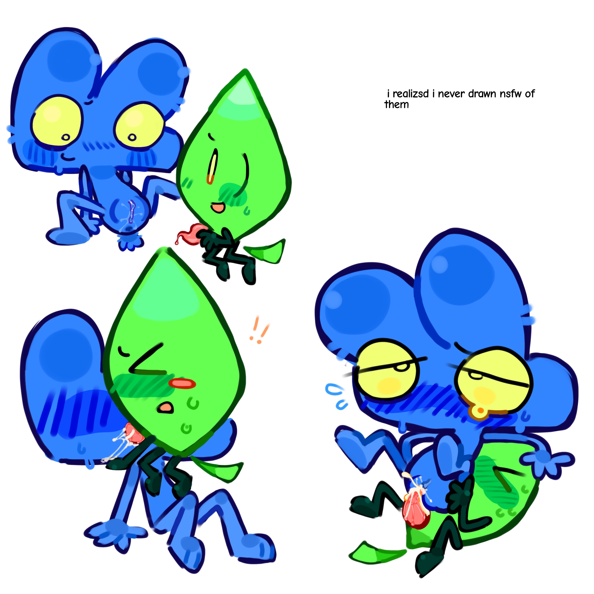 !!, algebralien, battle for bfb, battle for bfdi, battle for dream island, bfb, bfdi, blowjob, blush, blush lines, blushing, cum in pussy, cuntboy, cuntboy/male, four (bfb), intersex, jacknjellify, jnj, leafy (bfdi), male, no balls, object show, object show community, object shows, oral, oral penetration, oral sex, osc, penis, pussy, ricky.jpg, tentacle dick, tentacle penis, the power of two, tpot, x finds out his value, xfohv